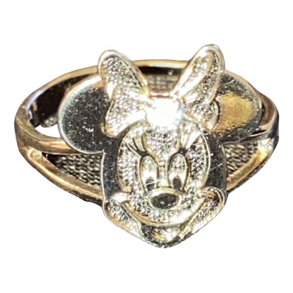 Vintage Y2K 2000 90s 22K Gold Plate Disney Minnie Mouse Gold Crystal Ring Size 6